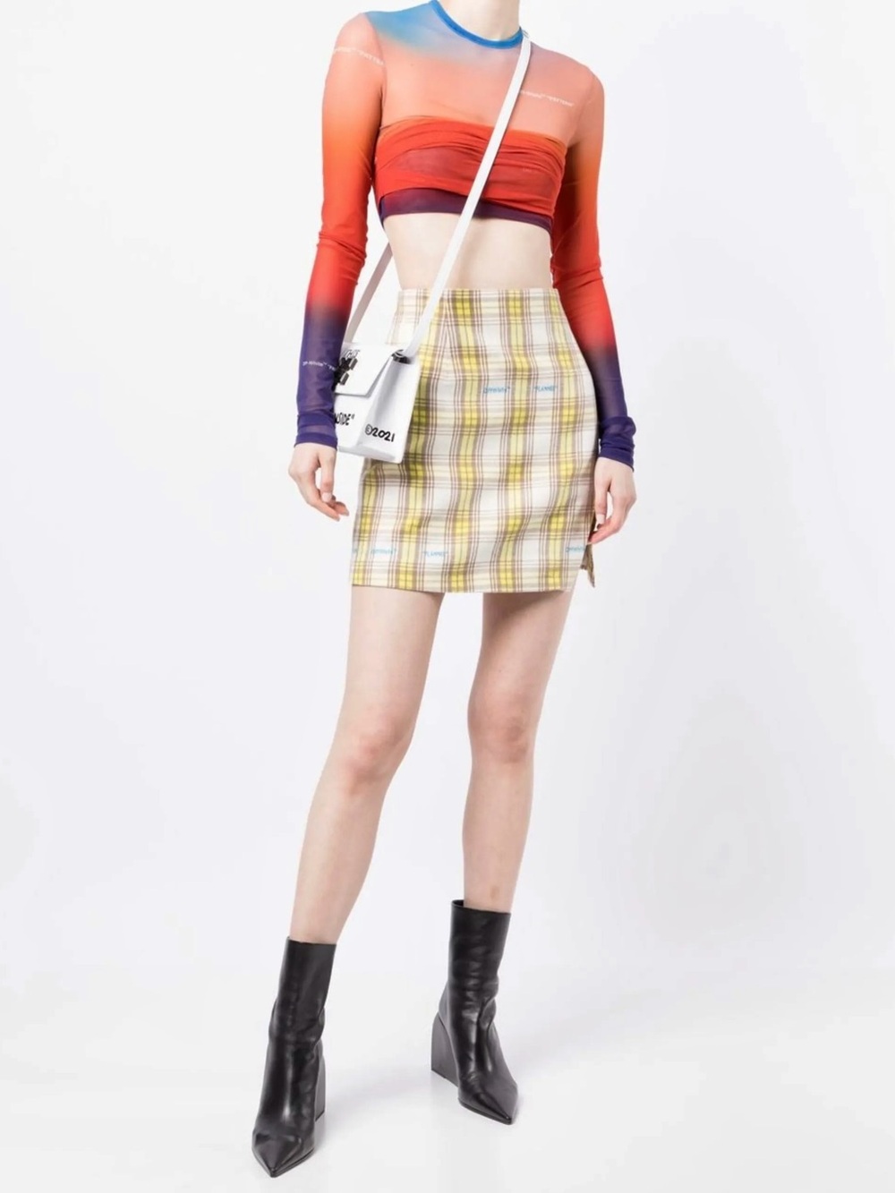 NEW OFF-WHITE CHECK PRINT FLANNEL MINI SKIRT - Picture 10 of 10